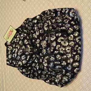 NWT N.Gil Black and Silver Sequined Backpack